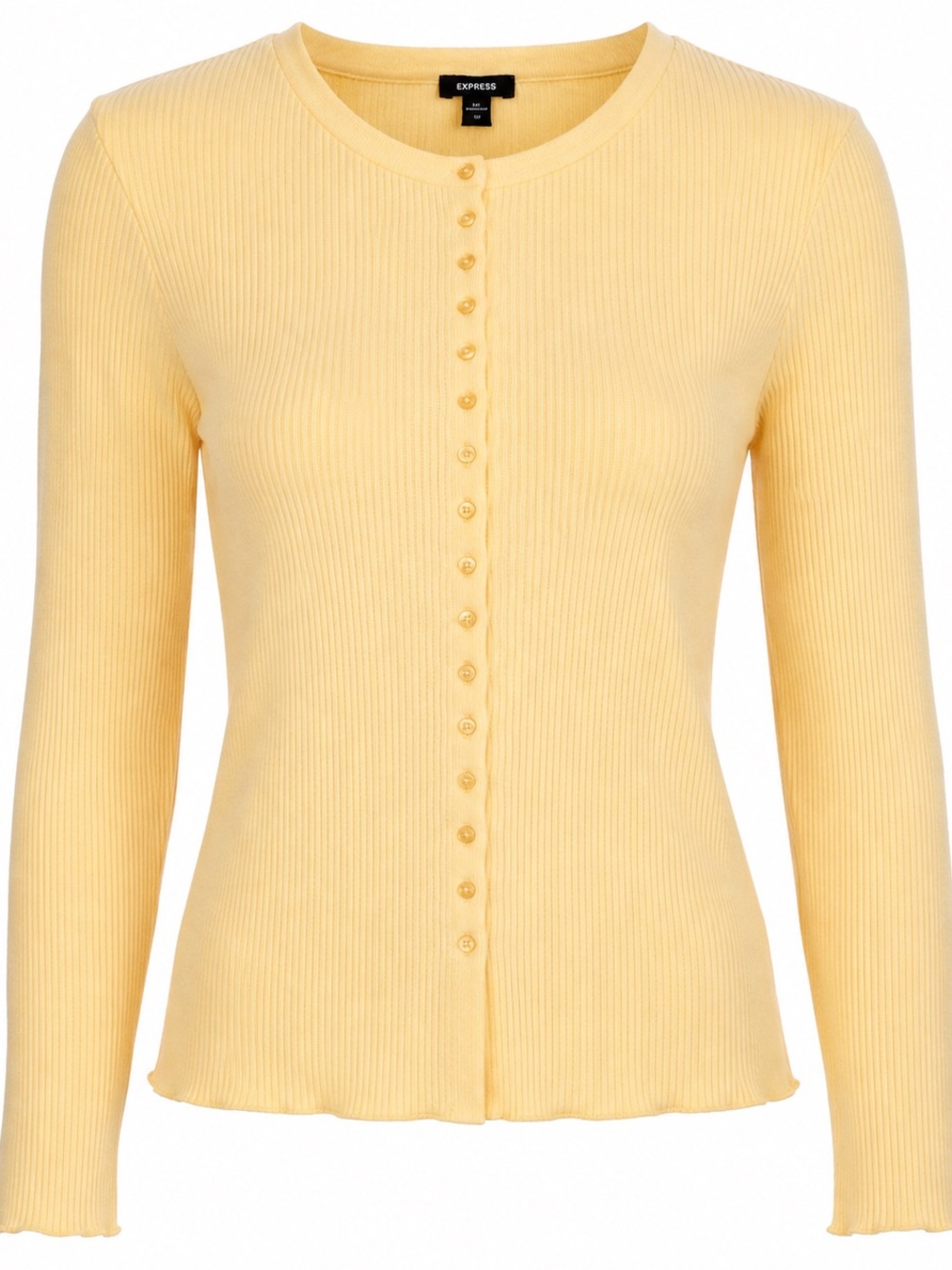 Express Women’s Ribbed Button Up Yellow Size M NWT Long Sleeve